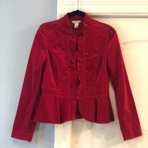 NWOT - WHBM - Red, Faux-Suede Jacket with Peplum